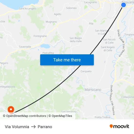 Volumnia Street to Parrano map