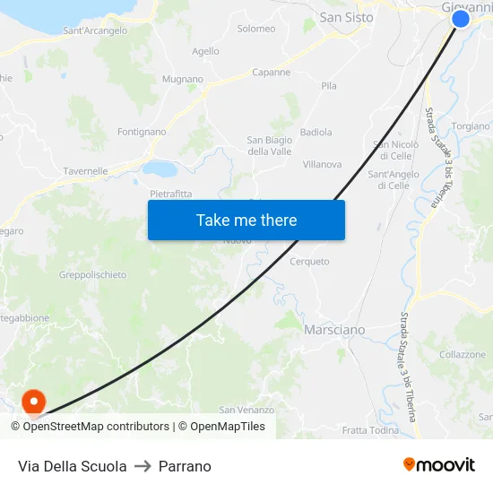 Via Della Scuola to Parrano map
