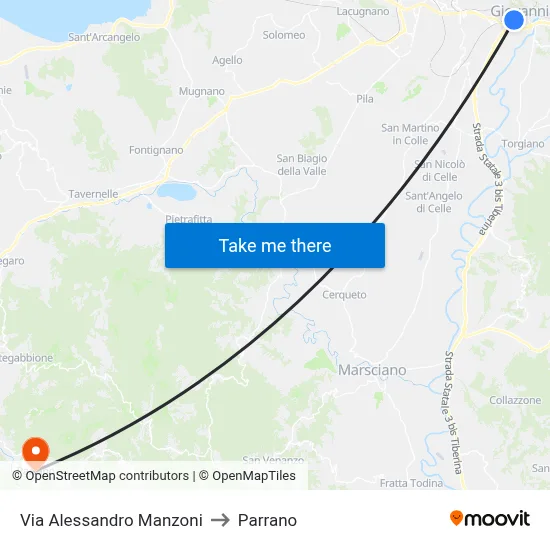 Alessandro Manzoni Street to Parrano map