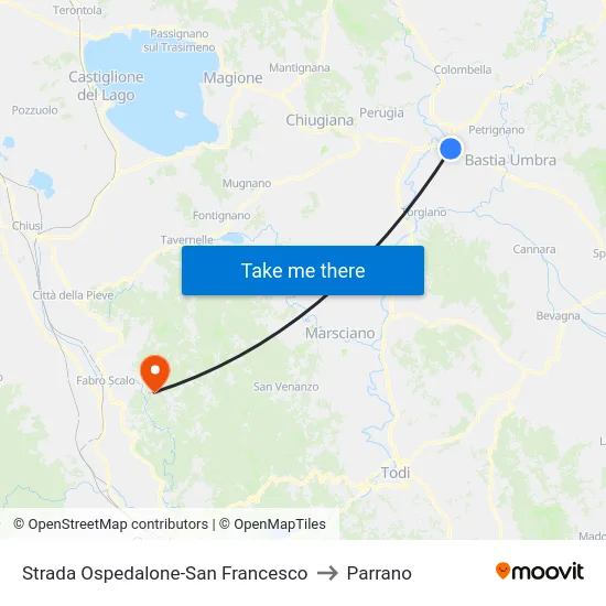 Strada Ospedalone-San Francesco to Parrano map