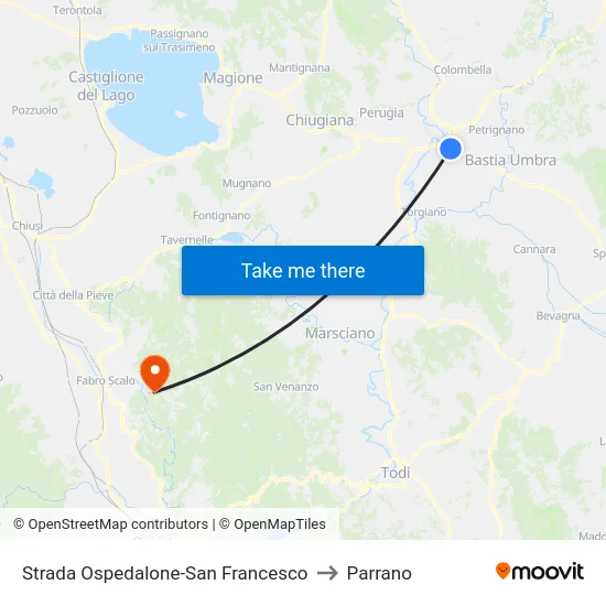 Strada Ospedalone-San Francesco to Parrano map