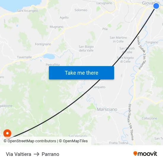 Valtiera Street to Parrano map
