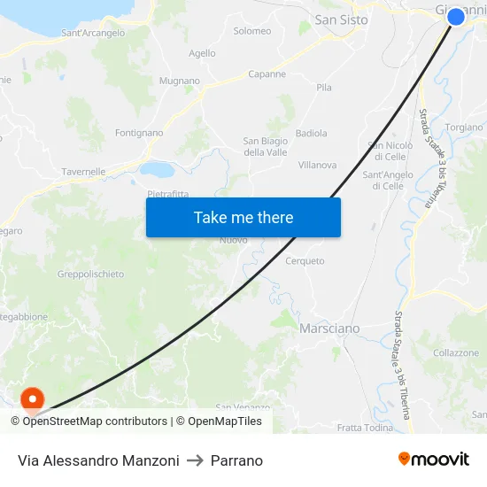 Via Alessandro Manzoni to Parrano map