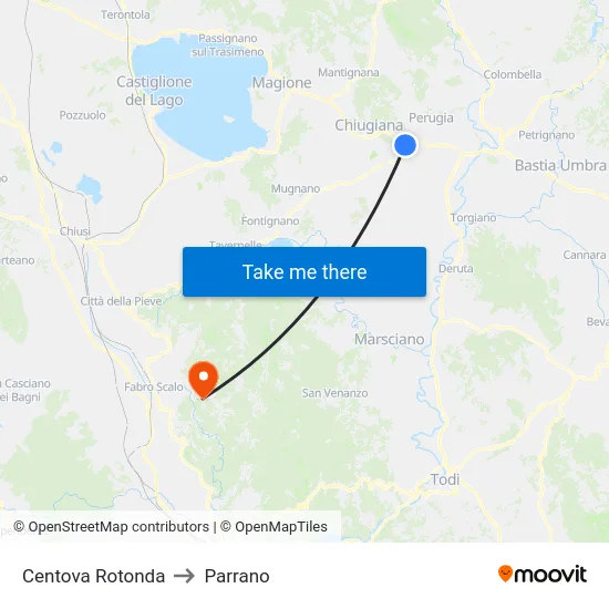 Centova Rotonda to Parrano map
