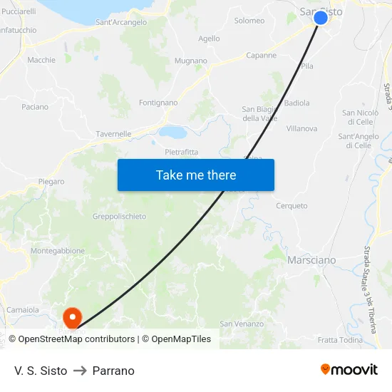 V. S. Sisto to Parrano map