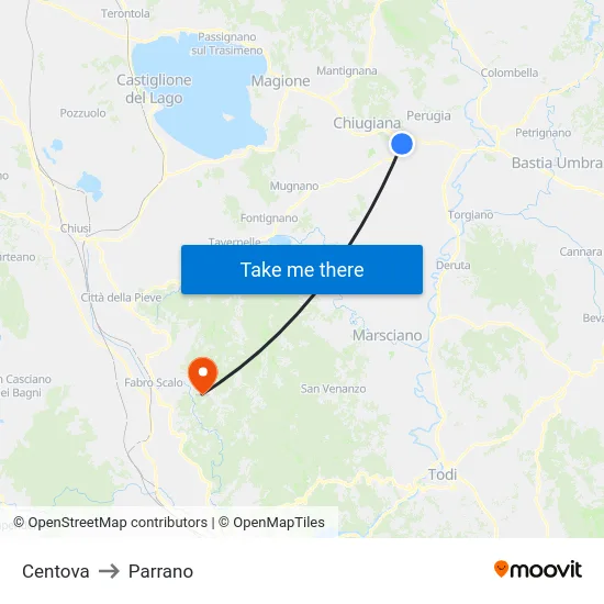 Centova to Parrano map