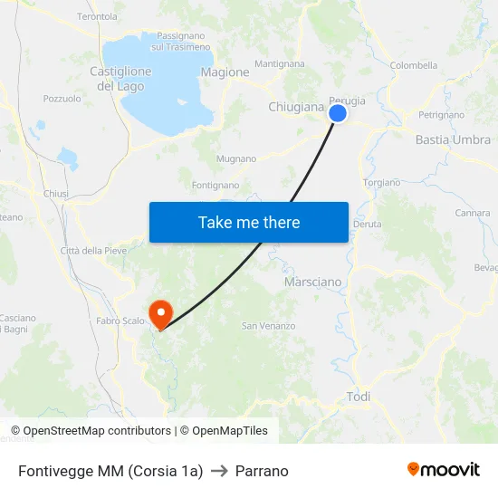 Fontivegge M​M (Corsia 1a) to Parrano map