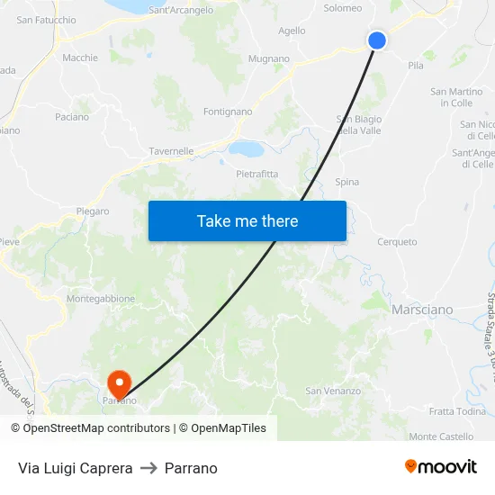 Via Luigi Caprera to Parrano map