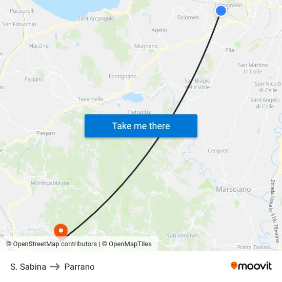 S. Sabina to Parrano map