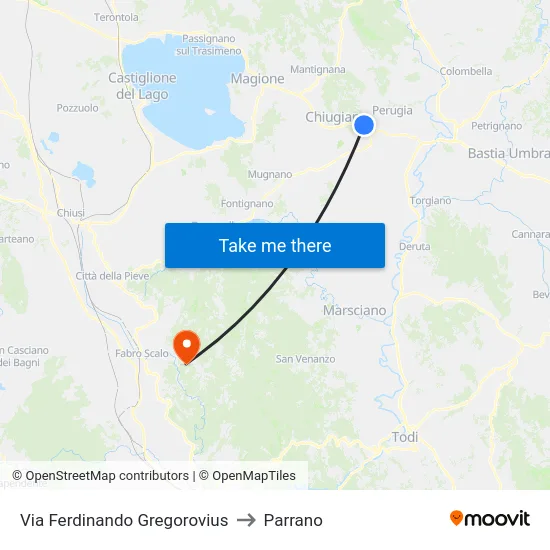 Via Ferdinando Gregorovius to Parrano map