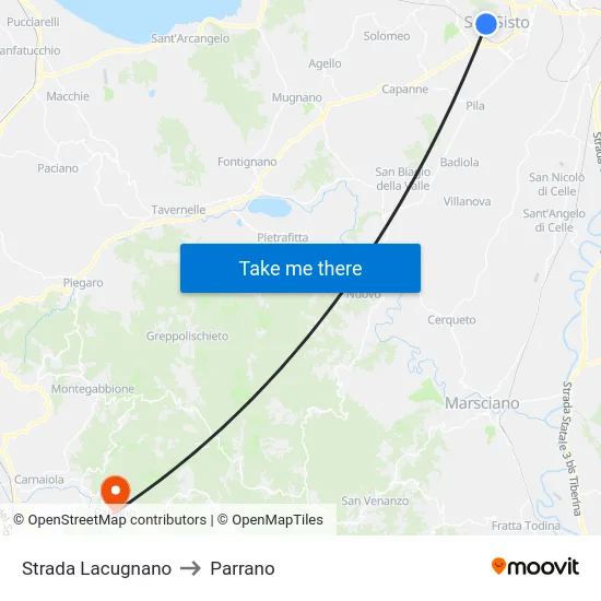 Strada Lacugnano to Parrano map
