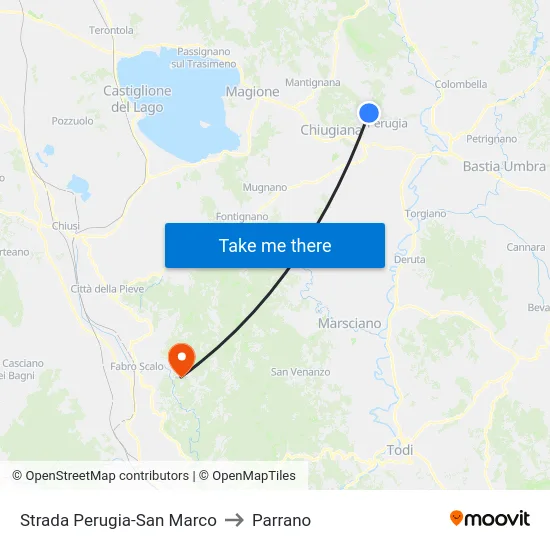Strada Perugia-San Marco to Parrano map