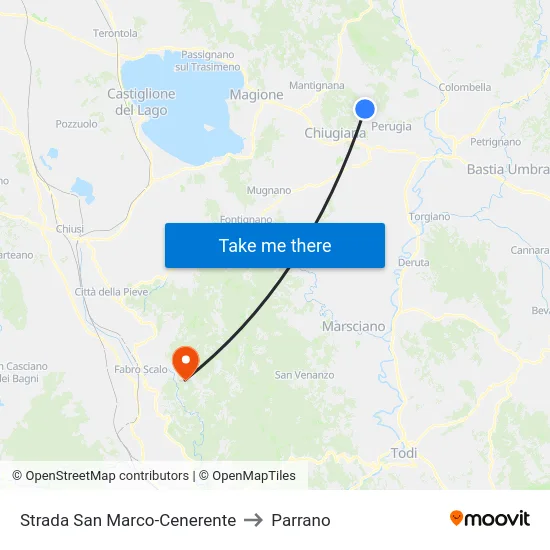 Strada San Marco-Cenerente to Parrano map