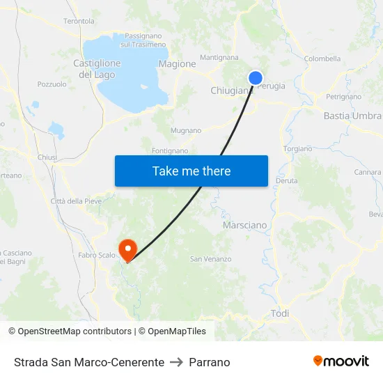 Strada San Marco-Cenerente to Parrano map