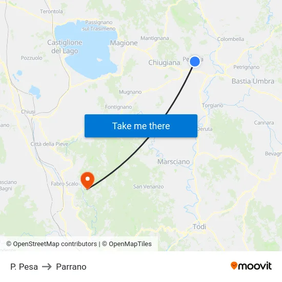 P. Pesa to Parrano map