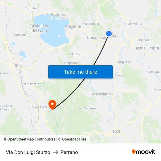 Via Don Luigi Sturzo to Parrano map