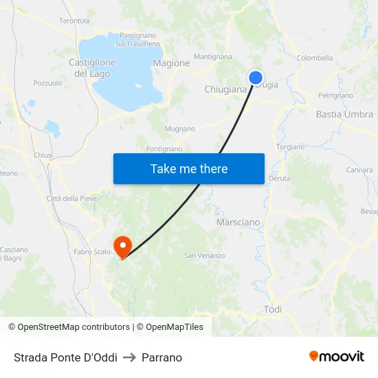 Strada Ponte D'Oddi to Parrano map