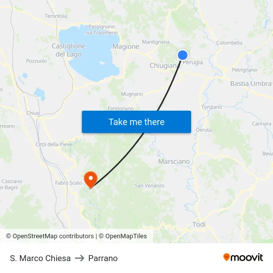 S. Marco Chiesa to Parrano map