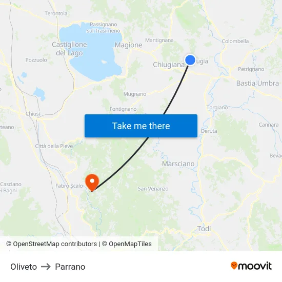 Oliveto to Parrano map