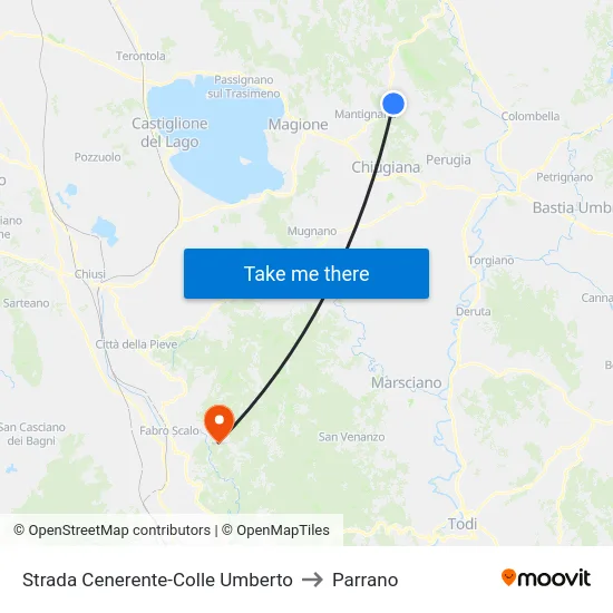 Strada Cenerente-Colle Umberto to Parrano map