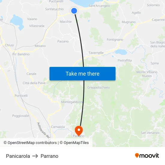 Panicarola to Parrano map
