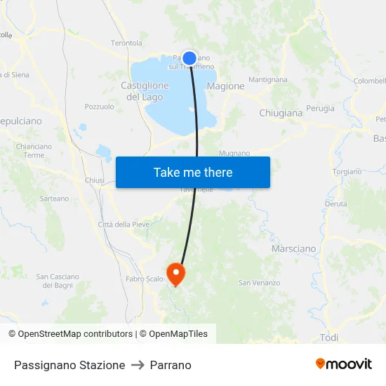 Passignano Station to Parrano map