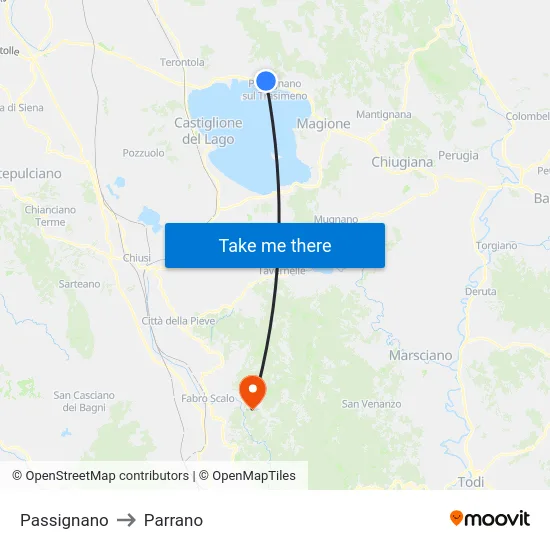 Passignano to Parrano map