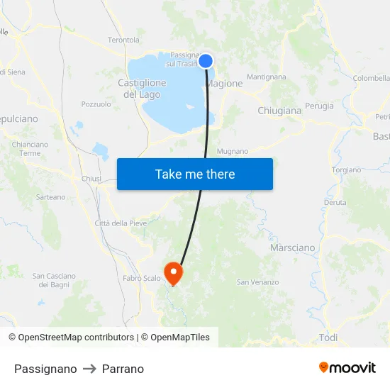 Passignano to Parrano map