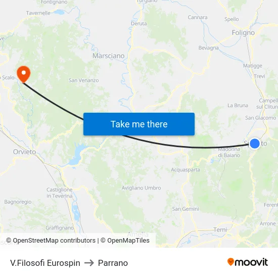 V.Filosofi Eurospin to Parrano map