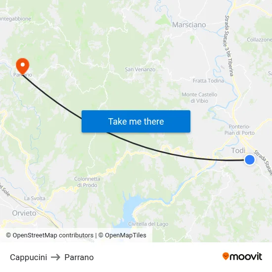 Cappucini to Parrano map