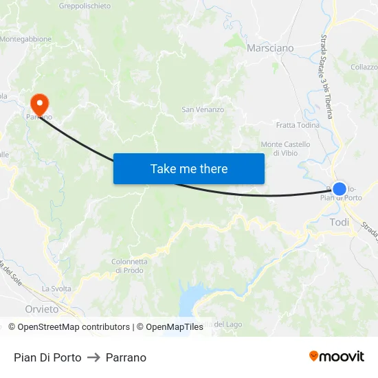 Pian Di Porto to Parrano map