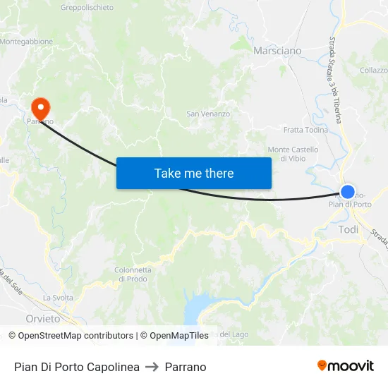 Pian Di Porto Capolinea to Parrano map