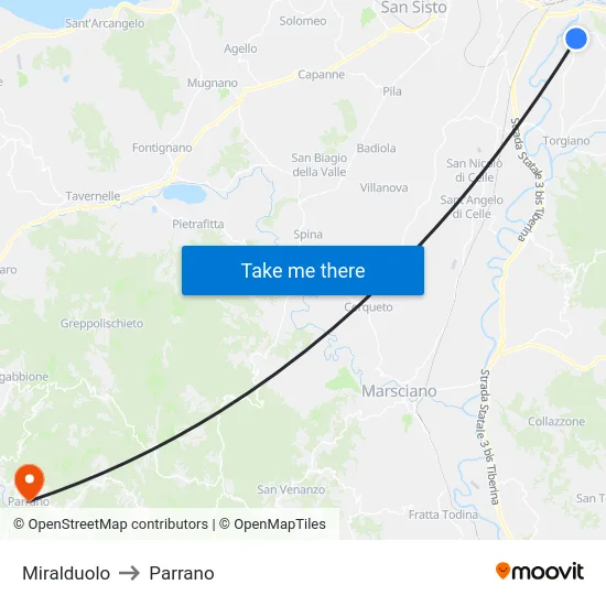 Miralduolo to Parrano map