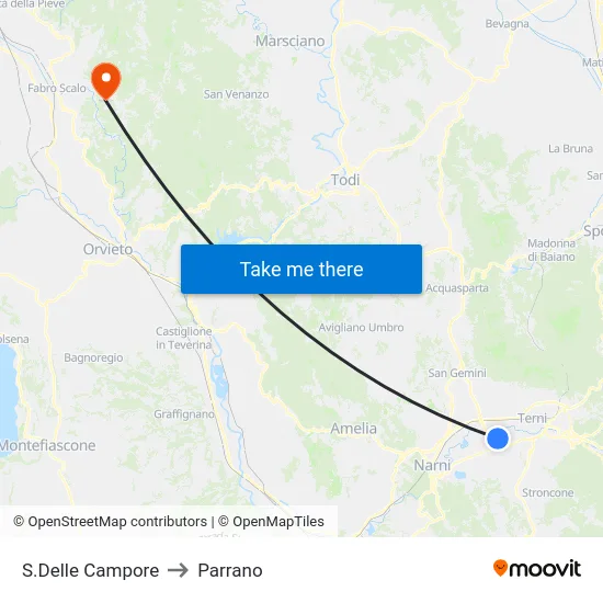S.Delle Campore to Parrano map