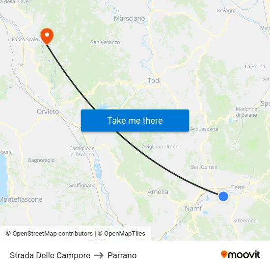 Strada Delle Campore to Parrano map