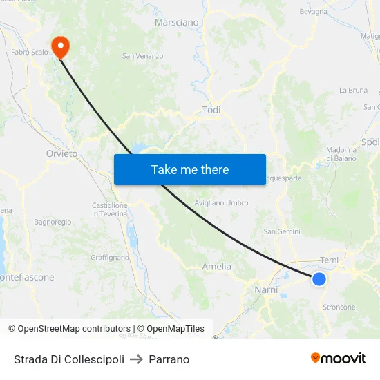 Strada Di Collescipoli to Parrano map