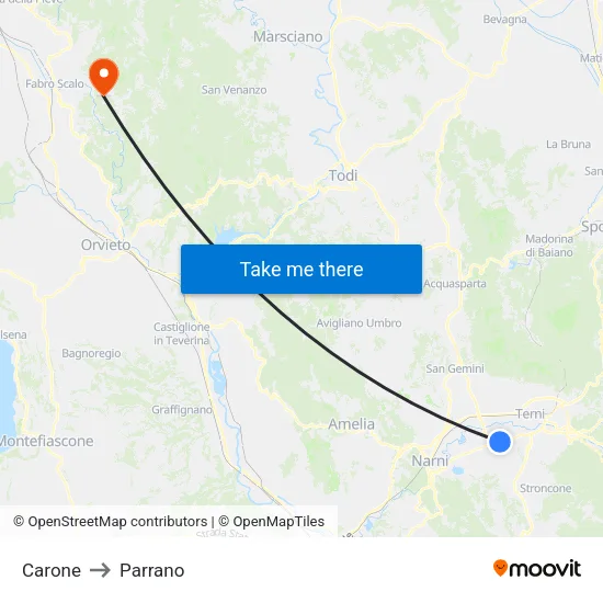 Carone to Parrano map