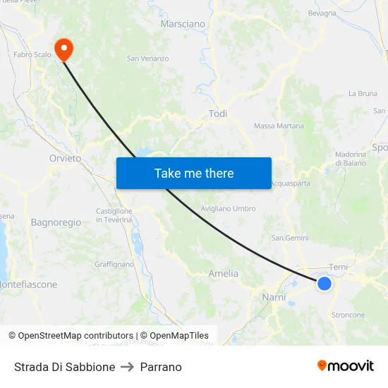Sabbione Road to Parrano map