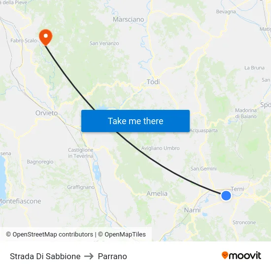 Strada Di Sabbione to Parrano map