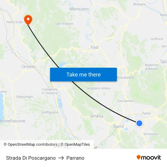 Strada Di Poscargano to Parrano map