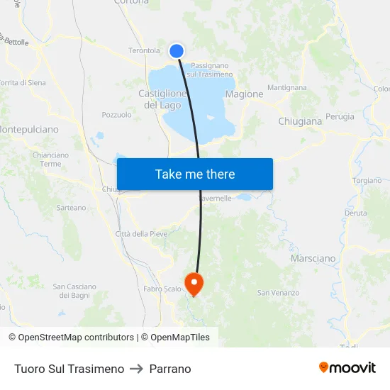 Tuoro Sul Trasimeno to Parrano map