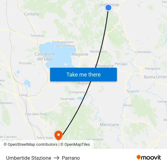 Umbertide Stazione to Parrano map