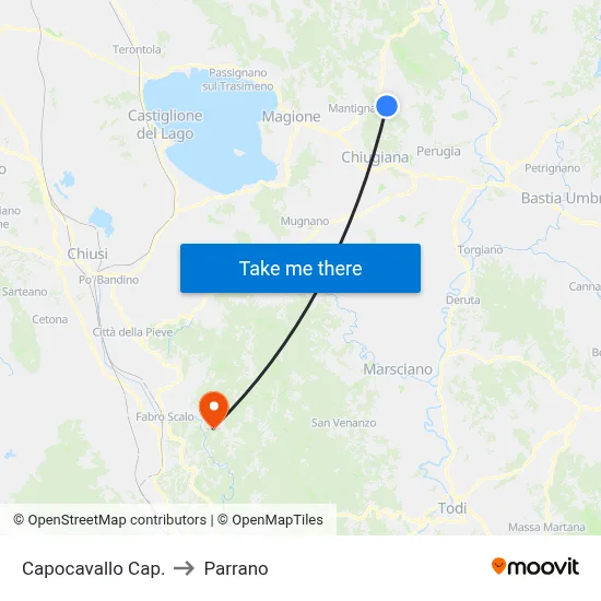 Capocavallo Terminal to Parrano map