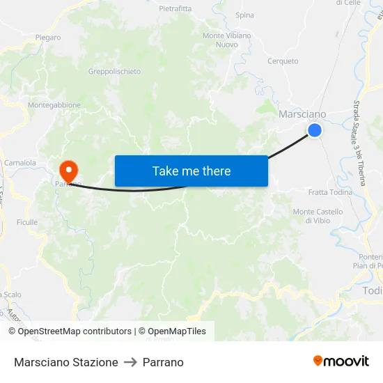 Marsciano Stazione to Parrano map