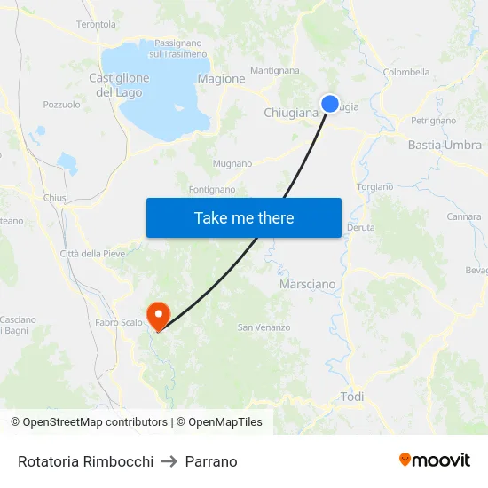 Rotatoria Rimbocchi to Parrano map