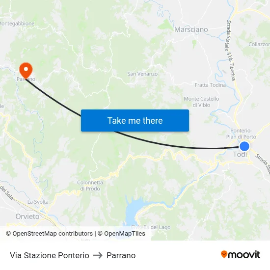 Ponterio Station Street to Parrano map
