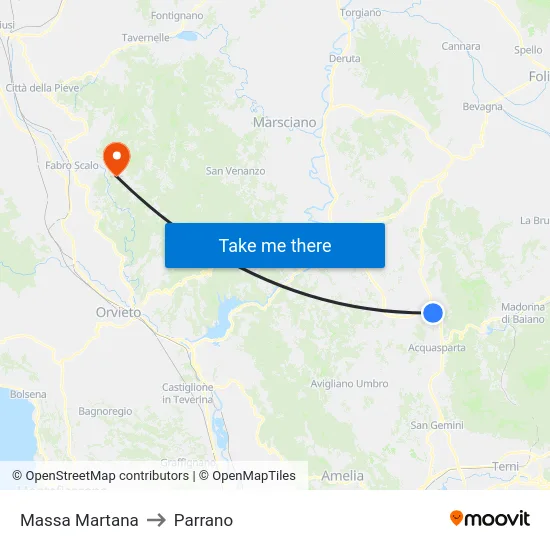 Massa Martana to Parrano map