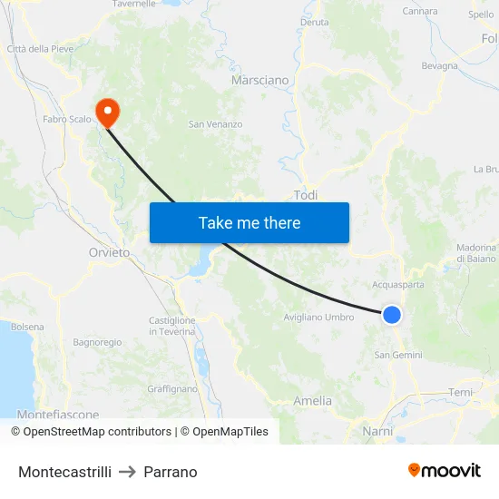 Montecastrilli to Parrano map