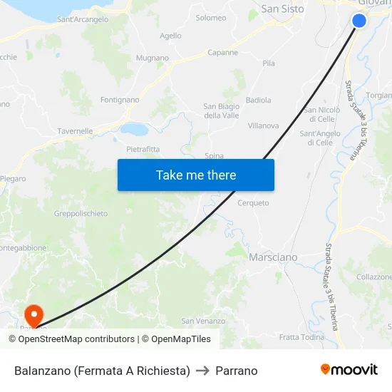 Balanzano (Fermata A Richiesta) to Parrano map