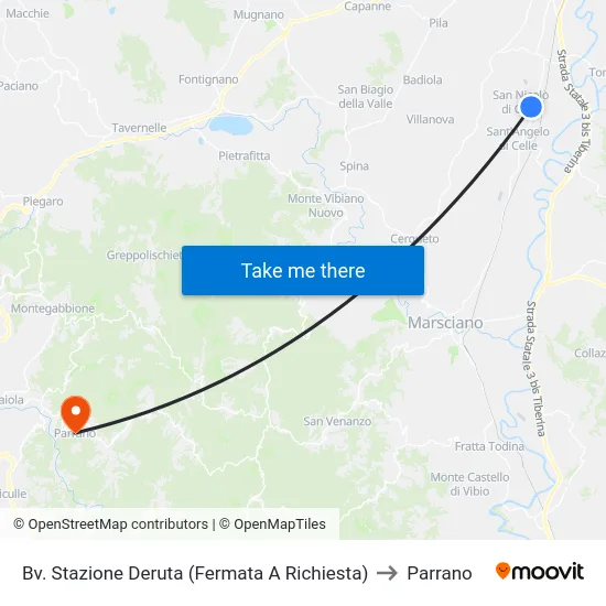 Bv. Stazione Deruta (Fermata A Richiesta) to Parrano map